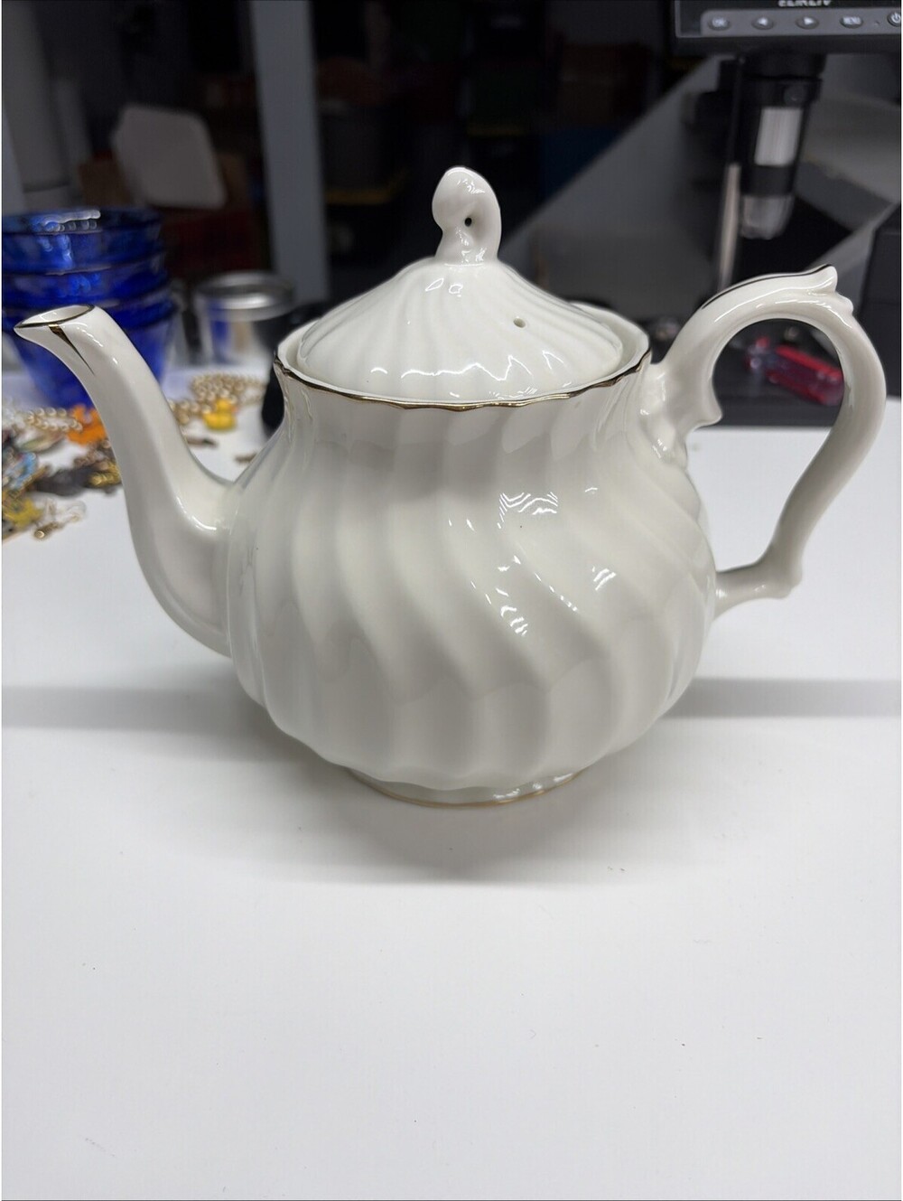 Royal Manor Fine China Ivory Gold Trim Vtg Teapot With Lid